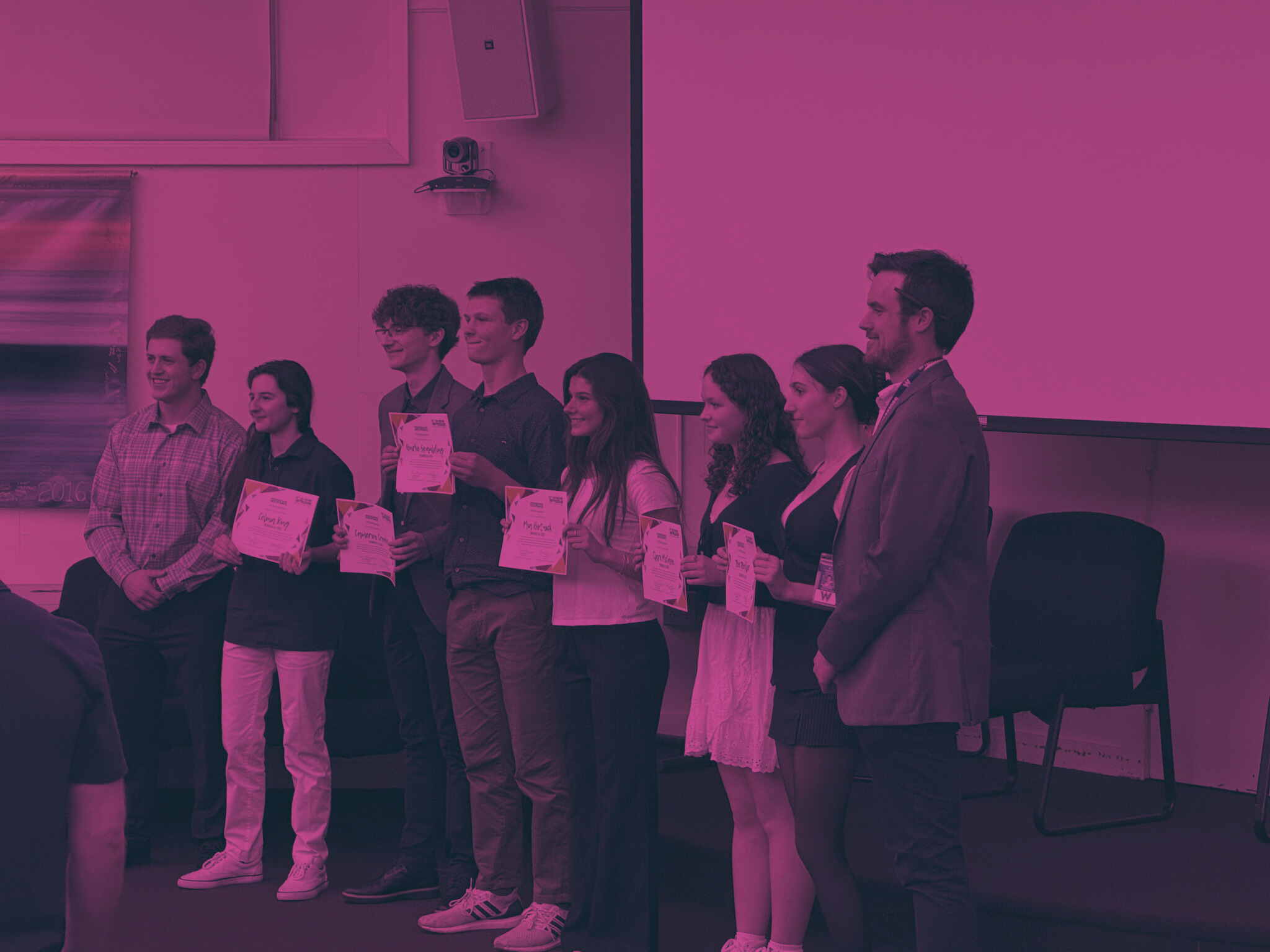 ACE Mentor Program of New Hampshire students with their year-end scholarship certificates
